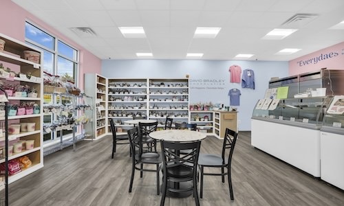 the inside of an ice cream store