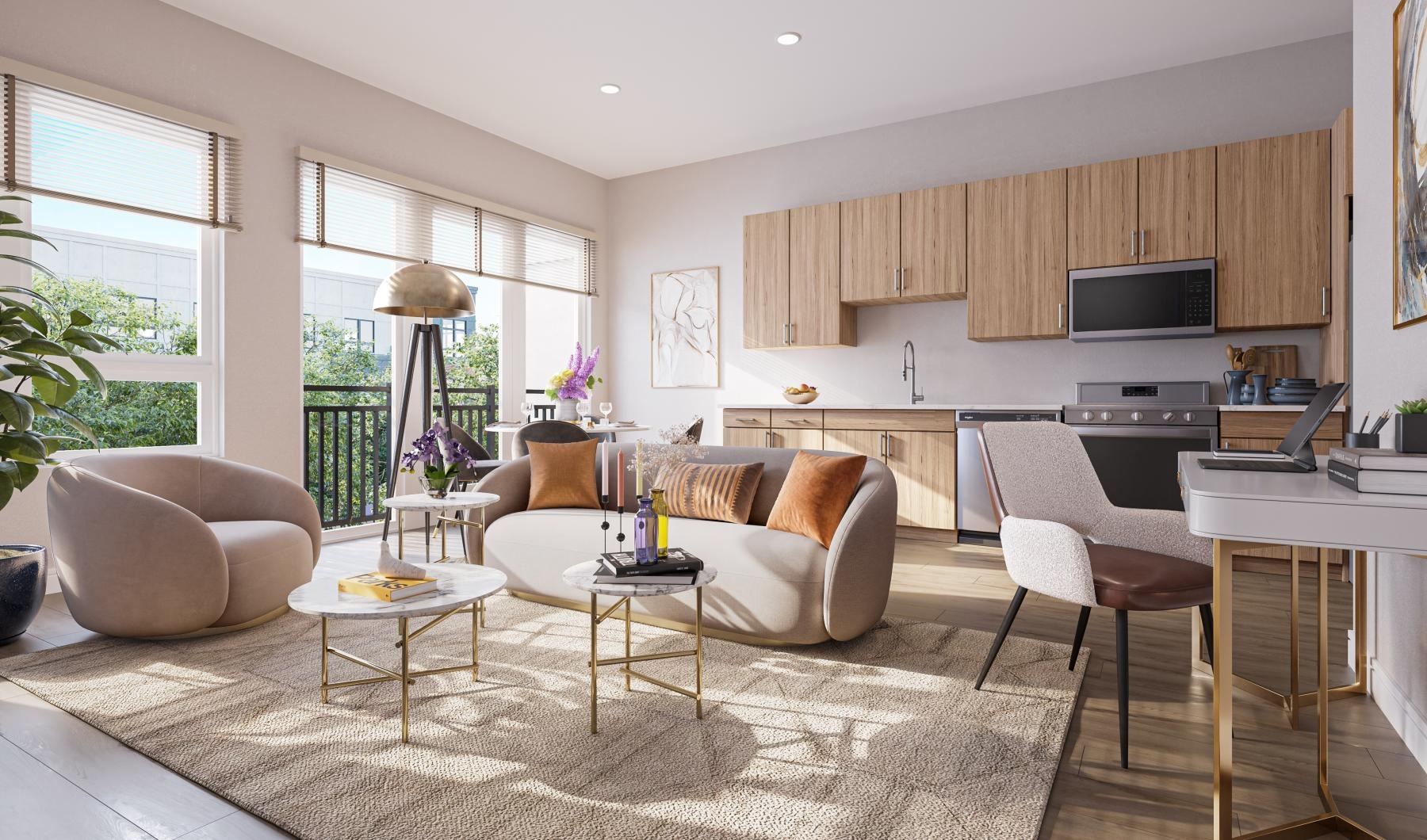 Generous living spaces to relax and unwind a living room with a rug and a couch